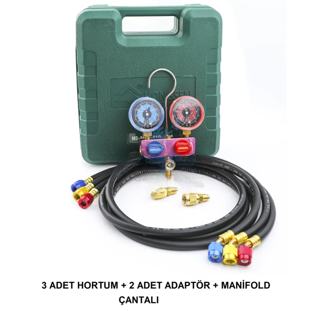 Hongsen HS-M02 120 CM Hortumlu Kutulu Manifold R22/R410/R32