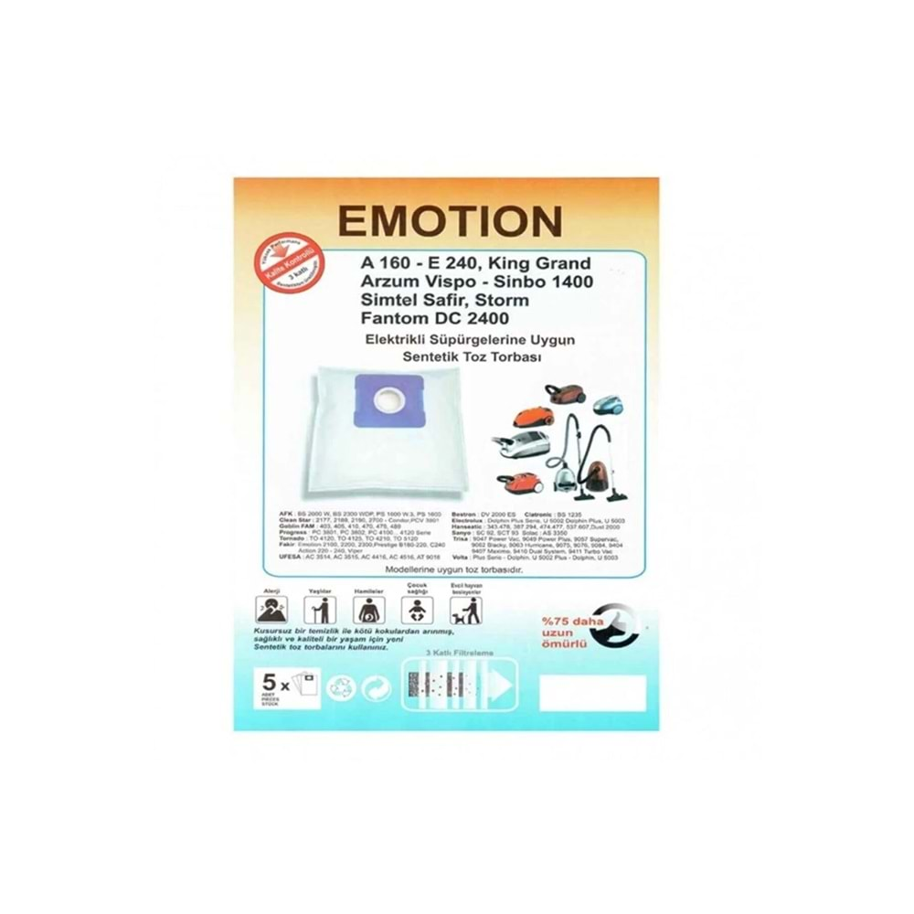 Emotion Sms 5'li Paket Toz Torbası