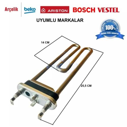 ÇAMAŞIR MAKİNESİ REZİSTANSI ÜNİVERSAL DELİKLİ 1850W 25,5X14CM