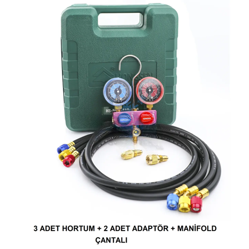 Hongsen HS-M02 120 CM Hortumlu Kutulu Manifold R22/R410/R32